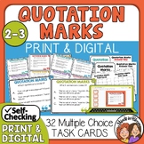 Quotation Marks Task Cards: 32 Multiple Choice Cards for Grades 2-3