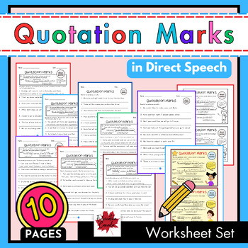 Preview of Quotation Marks in Direct Speech: Grammar Worksheet Set