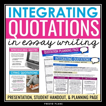 Preview of Quotations in Essay Writing - Integrating and Embedding Quotes in MLA Format