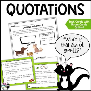 Preview of Quotation Marks Task Cards and Activities (PLUS Digital Boom Cards Version!)