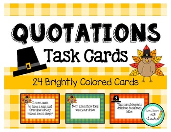 Preview of Quotations Task Cards: Thanksgiving (24 Cards)