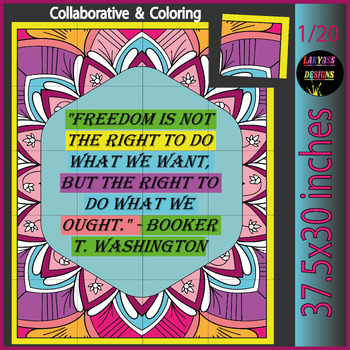 Preview of Quote | Collaborative Coloring Poster for Juneteenth Freedom Day Celebrations