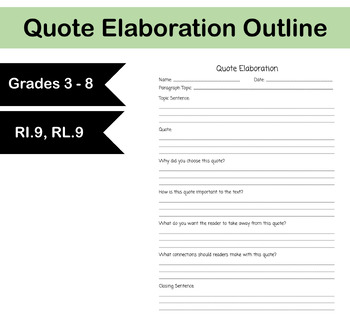 Preview of Quote Elaboration Outline (RI.9 & RL.9)