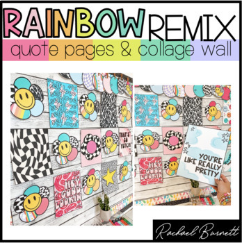 Preview of Quote Pages and Collage Wall // Rainbow Remix Bundle 90's retro classroom decor