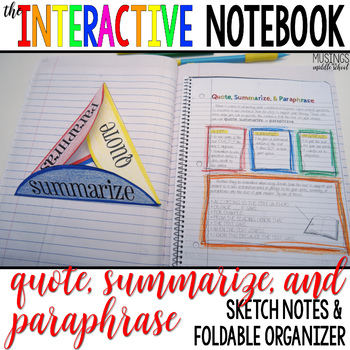 Preview of Quote, Summarize, and Paraphrase-Sketch Notes for Interactive Notebooks