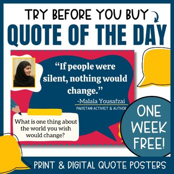 Preview of Quote of the Day | Free Week | Posters | Morning Meeting | Bell Ringers
