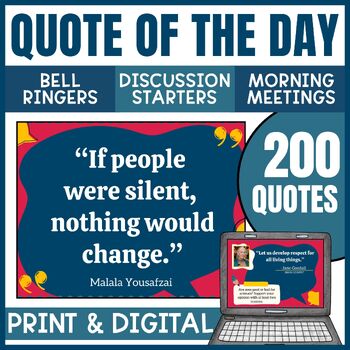 Preview of Quote of the Day or Week | Posters | Wall Quotes | Morning Meeting | Bell Ringer