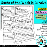 Quote of the Week Cursive Response Retell Relate Reflect I