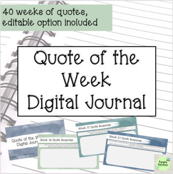 Preview of Quote of the Week Journal | Google Slides | Digital