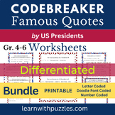 Quotes by US Presidents Codebreaker Cryptograms BUNDLE Dif