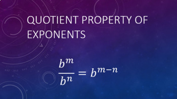 Preview of Quotient Property of Exponents: Video with Notes -Distance Learning