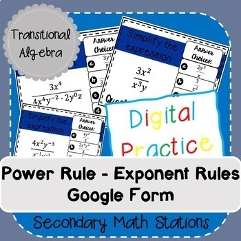 Preview of Quotient Rule - Exponent Rules Google Form (Digital)