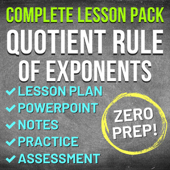 Preview of Quotient Rule Worksheet Complete Lesson Pack (NO PREP, KEYS, SUB PLAN)