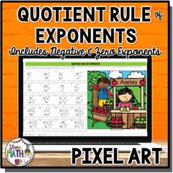 Preview of Quotient Rule of Exponents w/ Negative Zero Exponents Fall or Autumn Pixel Art