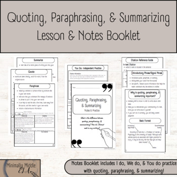 paraphrasing and summarizing notes