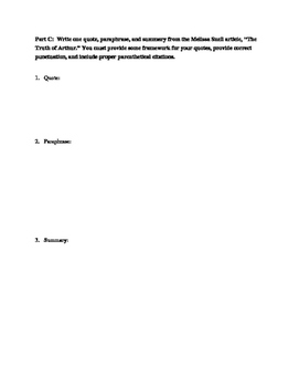 worksheet for summarizing paraphrasing and quoting answer key