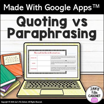 Preview of Quoting and Paraphrasing Lesson and Practice GRADES 5-7 Google Apps