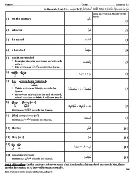 Quran Lesson-81 Worksheet, Al-Baqarah, Ayah 81 by Classroom Quran ...