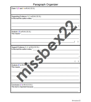 Preview of R.A.C.E.S  Graphic Organizer (ELL accommodations included)