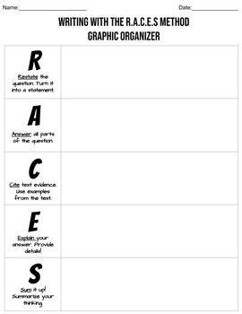 Preview of R.A.C.E.S Writing Strategy Printable or Digital Graphic Organizer