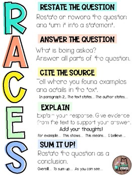 Preview of R A C E S | Written Response Model