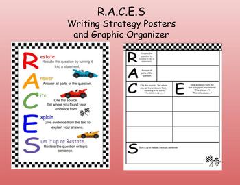 Preview of R.A.C.E.S writing strategy poster and graphic organizer