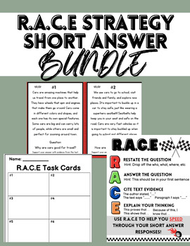 Preview of R.A.C.E Short Answer Written Response - Task Cards, Anchor Chart & Examples