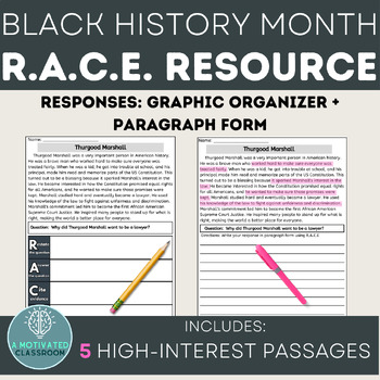 Preview of R.A.C.E. Strategy Resource | Black History Month | Reading Comprehension