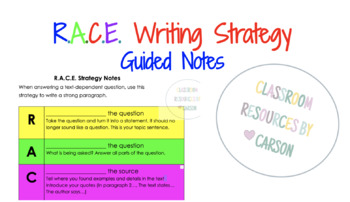 Preview of R.A.C.E. Writing Strategy Guided Notes