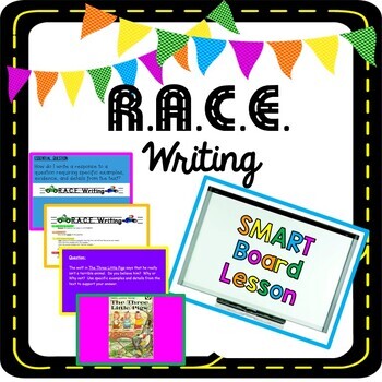 Preview of R.A.C.E. Writing Text-Based Response SMART Board Lesson