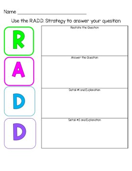 Preview of R.A.D.D. Strategy Graphic Organizer