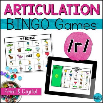 Preview of R Articulation Game: /r/ BINGO for Speech Therapy | Print and Digital