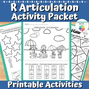 Preview of R Articulation Worksheets Printable Speech Therapy Homework Activities Packet