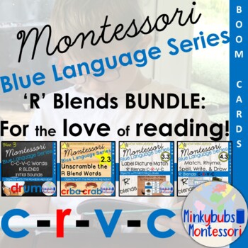 Preview of R Blend Words Boom Cards Blue Language Series BUNDLE