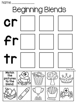 r blends worksheets and activities no prep pack beginning blends