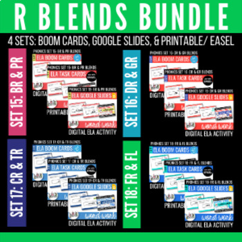 Preview of R Blends Bundle: Boom Cards, Google Slides, Printables, & Easel Activity