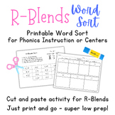 R-Blends, Consonant Blends Word Sort - Printable - Cut and Paste