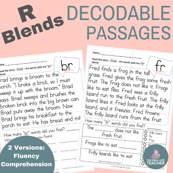 Preview of R Blends Decodable Passages | R Blend Worksheets for Fluency and Comprehension