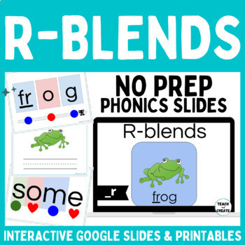 Preview of R-Blends Phonics NO PREP PHONICS SLIDES with PRINTABLES & Phonics Games
