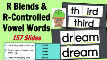 Preview of R Blends & R Controlled Phonics Flashcards 157 Google Slides Virtual Learning