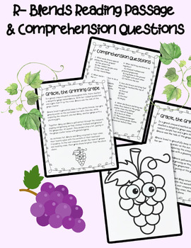 Preview of GR Blend Reading Passage and Comprehension Questions EDITABLE