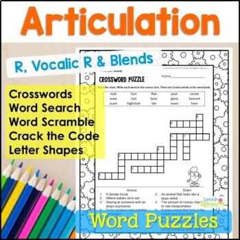 Preview of R Blends Vocalic R Articulation Activities Puzzle Worksheets R Controlled Vowels