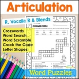 R Blends Vocalic R Articulation Activities Puzzle Workshee