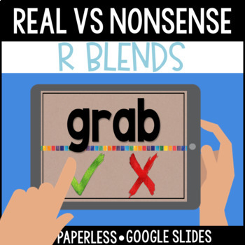 Preview of R Blends Words v Nonsense Words: Digital, Interactive Slides