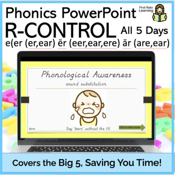 Preview of R-Control ēr (eer,ear,ere)All5Days Phonics Phonemic Awareness Digital PowerPoint