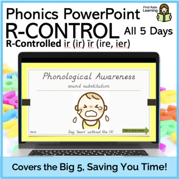 Preview of R-Controlled īr (ire, ier) All5Day Phonics Phonemic Awareness Digital PowerPoint