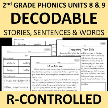 Preview of R-Controlled "Bossy-R" Decodable Lesson Bundle | 2nd Grade Phonics Units 8 & 9