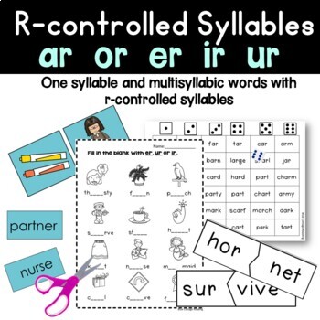 Preview of R Controlled Vowels  - Bossy r Syllables -  Activities and Worksheets