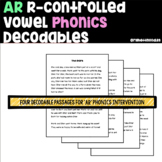 R-Controlled Vowel AR Decodables (4 passages) Phonics Read