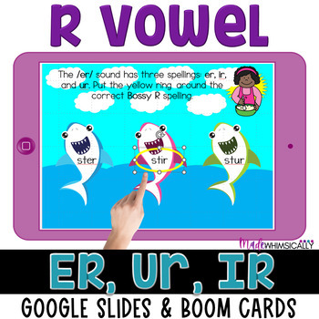 Preview of R-Controlled Vowel ER IR UR Word Sort - Sharks Bossy R Digital Resource